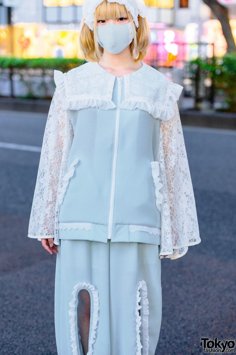 Japan Ruffle Jacket Udakyo Japanese Fashion Designer in Harajuku w/ Frilly Setup, Face Mask ...