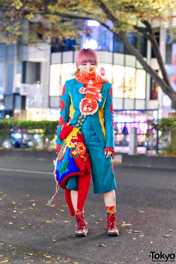 Handmade Knitwear Harajuku Street Style w/ Cutout Suit, Knit Muffler ...