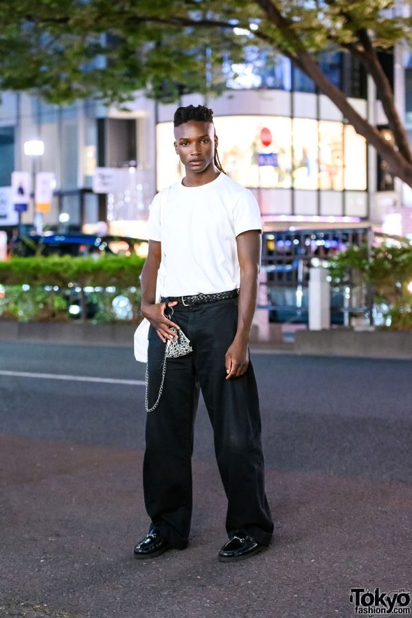 Fashion Model Joseph Oxley On The Street in Tokyo w/ Monochrome Style, IKEA & Things Shop Jo Face Mask