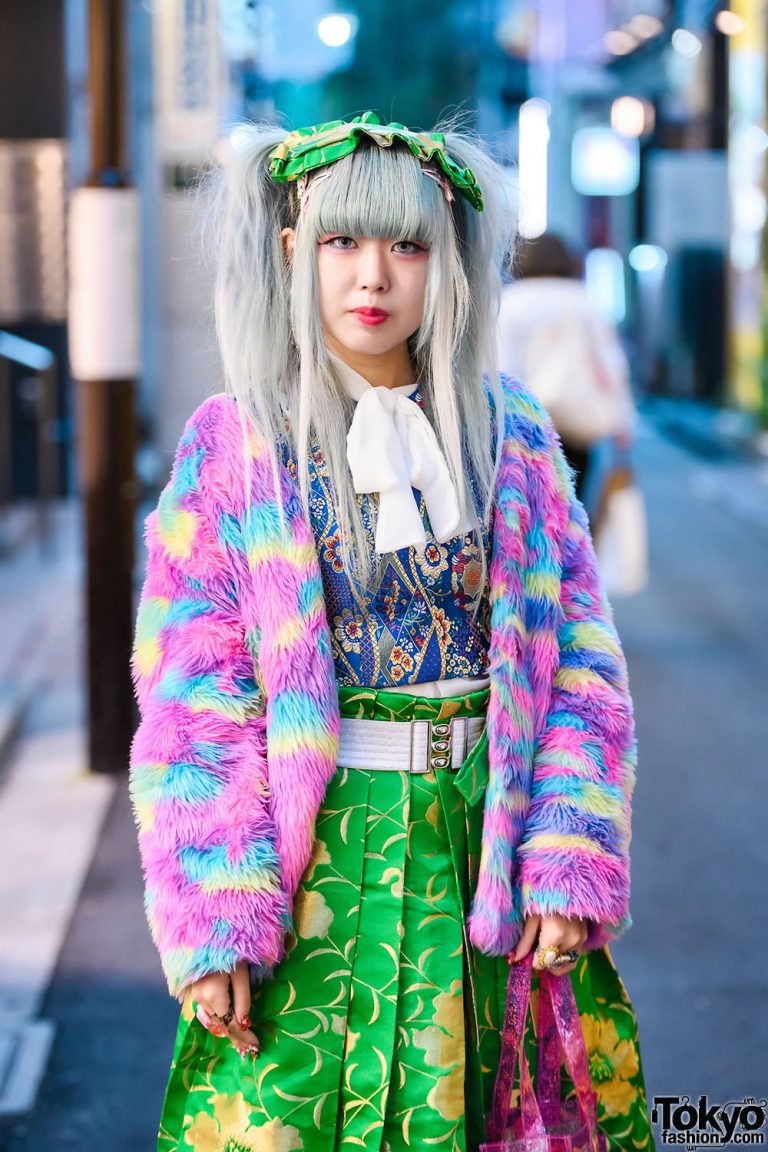 Colorful Kawaii Harajuku Street Style w/ Ash Grey Twin Tails, ACDC Rag ...