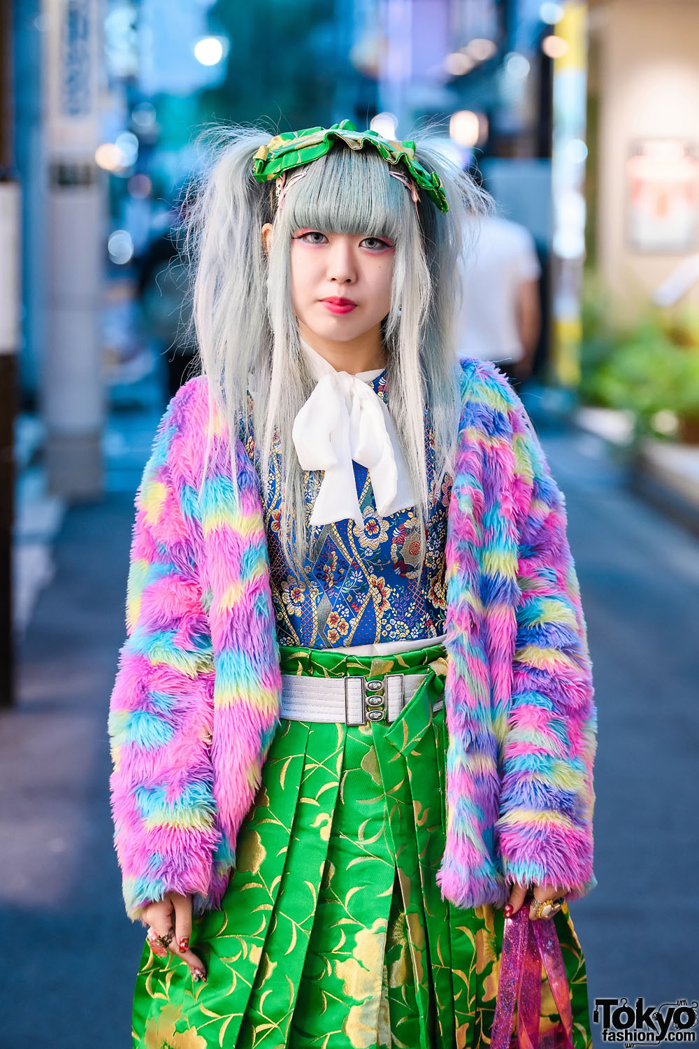 Colorful Kawaii Harajuku Street Style w/ Ash Grey Twin Tails, ACDC Rag ...
