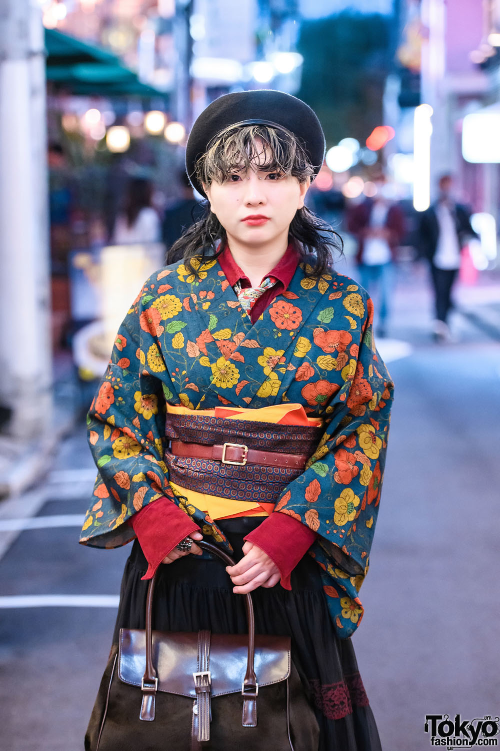 Vintage Floral Kimono Street Style w/ The Mondays Skirt, Layered Belts ...