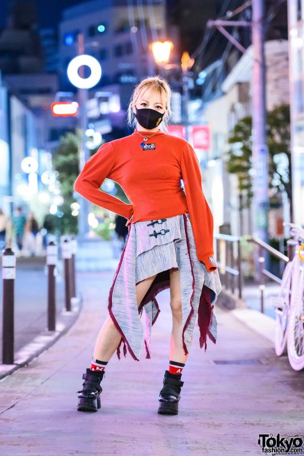 Japanese Singer on Cat Street in Harajuku Wearing M.Y.O.B., Vivienne Westwood & Yosuke