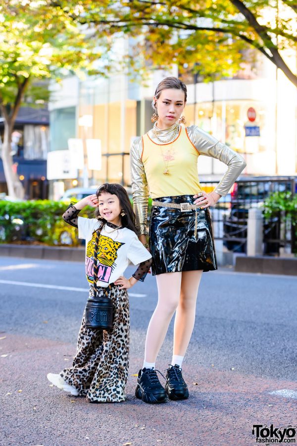 Harajuku Mother & Daughter Street Style w/ The Ivy Tokyo Earrings, Vivienne Westwood, Gucci Tiger Shirt, NLF Top, Puma x Fenty Bucket Bag & FILA Sneakers