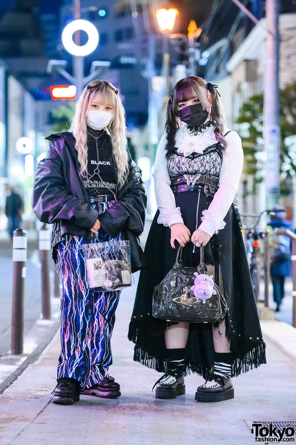 Dark Harajuku Girl Street Styles w/ Chain Harness & Choker, Focus Jacket, Lightning Pants, Remake Skirt, Vivienne Westwood, Korean Tops & Lover Soul Creepers