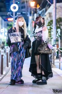 Dark Harajuku Girl Street Styles w/ Chain Harness & Choker, Focus ...