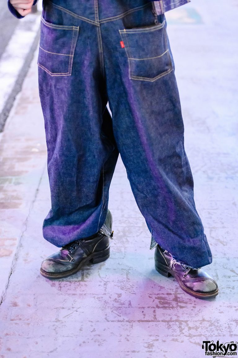 Tokyo Mens Style w/ NeonSign Backwards Wide Leg Jeans, NutEmperor Crocodile Leather Jacket ...