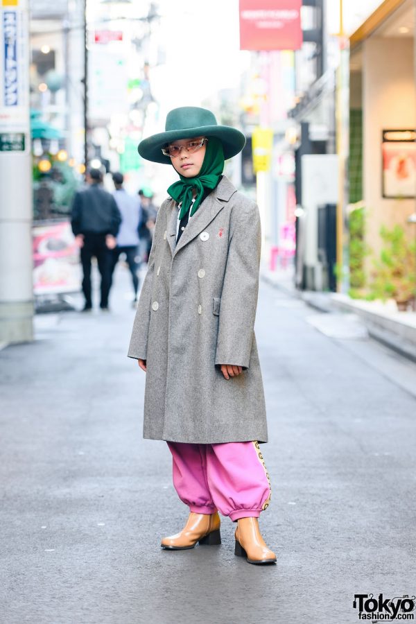 Japanese Student In Fuzzy Cat Ear Hat w/ Comme Ca Du Mode Coat, Lily Brown  Mock Neck, Spiral Girl Denim Shorts, Vivienne Westwood Belt, Louis Vuitton  Scarf, Gucci, Milk Accessories & Mouse