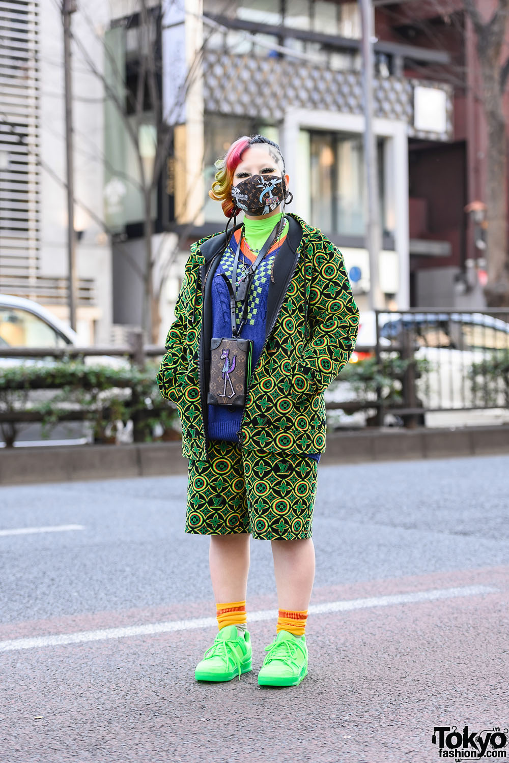 Louis Vuitton Street Style in Tokyo w/ LV Monogram Buzz Cut