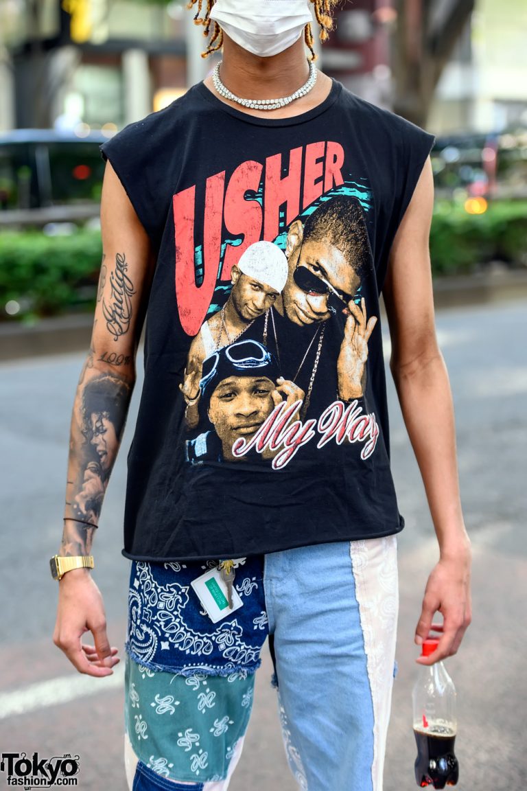 Harajuku Guy in Usher T-Shirt, Michael Jackson Tattoo, Jaded London ...