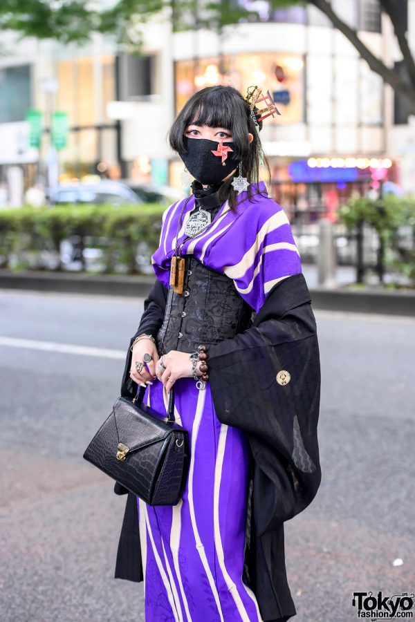 Vintage Kimono, Torii Gate Headpiece & Lace Corset Japanese Street ...