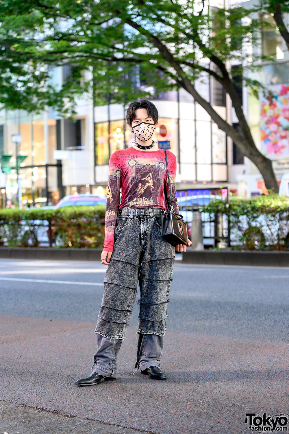 Jean Paul Gaultier Vintage 1990s Top, Barashi Remake Jeans, YSL & JPG Bag in Harajuku