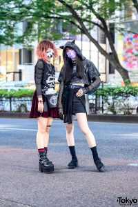 Harajuku Girls in KRY Clothing Ears Cropped Hoodie, Killstar, Funky ...