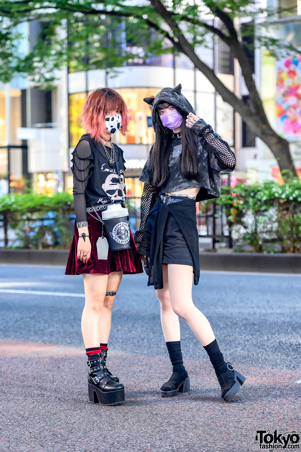 Harajuku Girls in KRY Clothing Ears Cropped Hoodie, Killstar