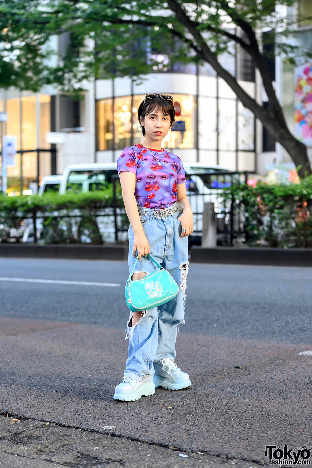 Harajuku Girl in Heaven by Marc Jacobs Top, Little Sunny Bite Ripped Jeans & Buffalo Platform Shoes