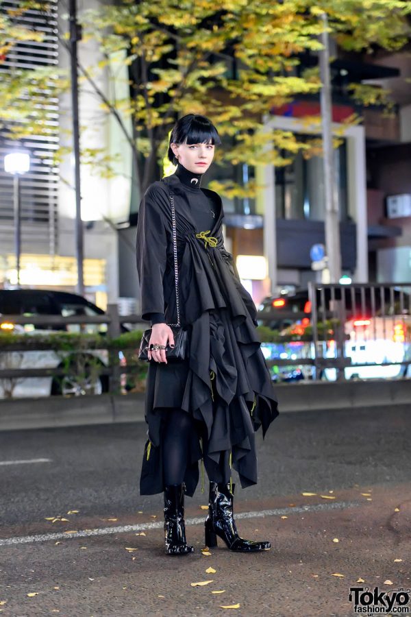 AVAVAV Monster Shoes, Limi Feu Dress & Alexander McQueen Bag, and Marine Serre in Harajuku