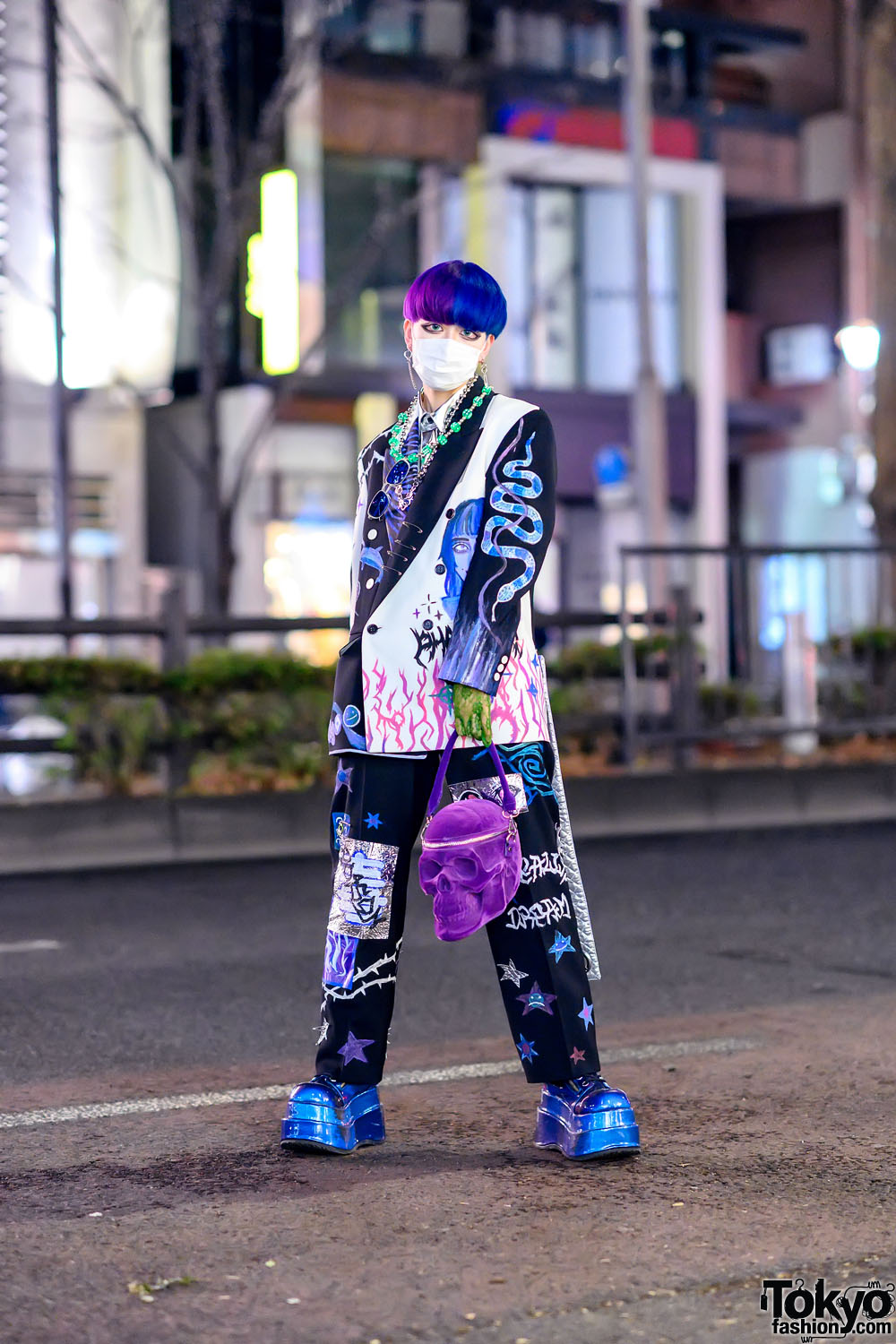 Harajuku Girl in Colorful Hand-Painted Coming of Age Day Japanese Street Style