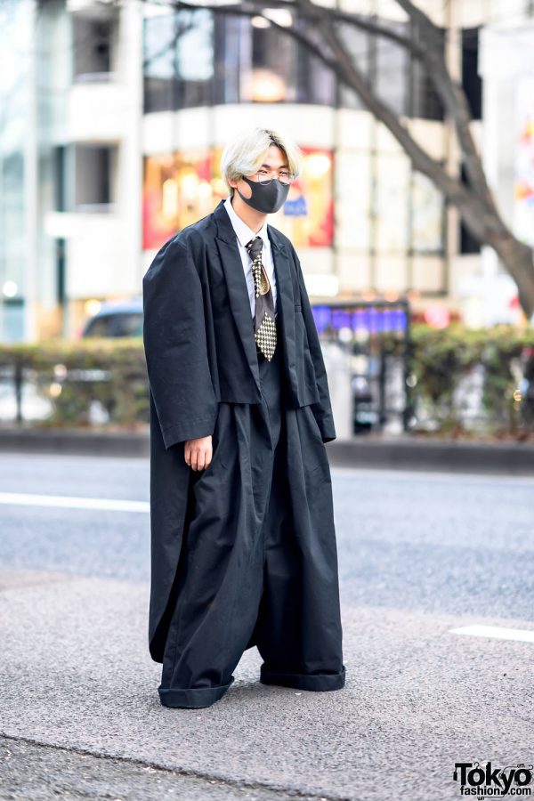 Oversized Japanese Street Style in Harajuku w/ Cotobuki Koenji Coat & Cotobuki Wide Pants