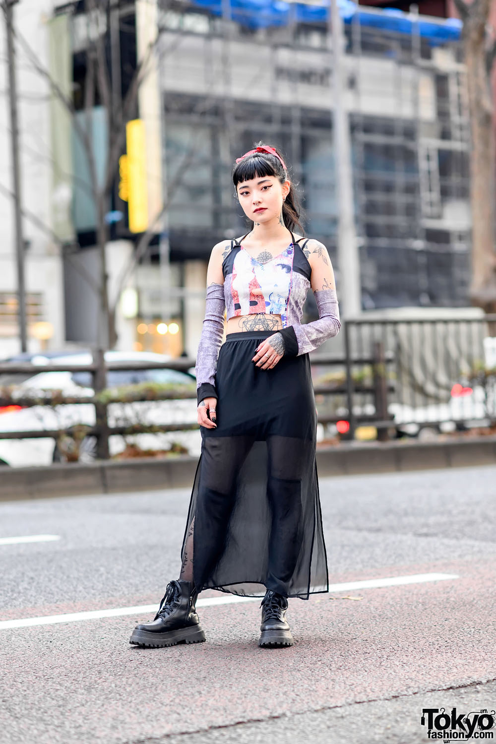 Japanese Idol w/ Tattoos & Piercings Wearing Sheer Fashion & Boots in ...