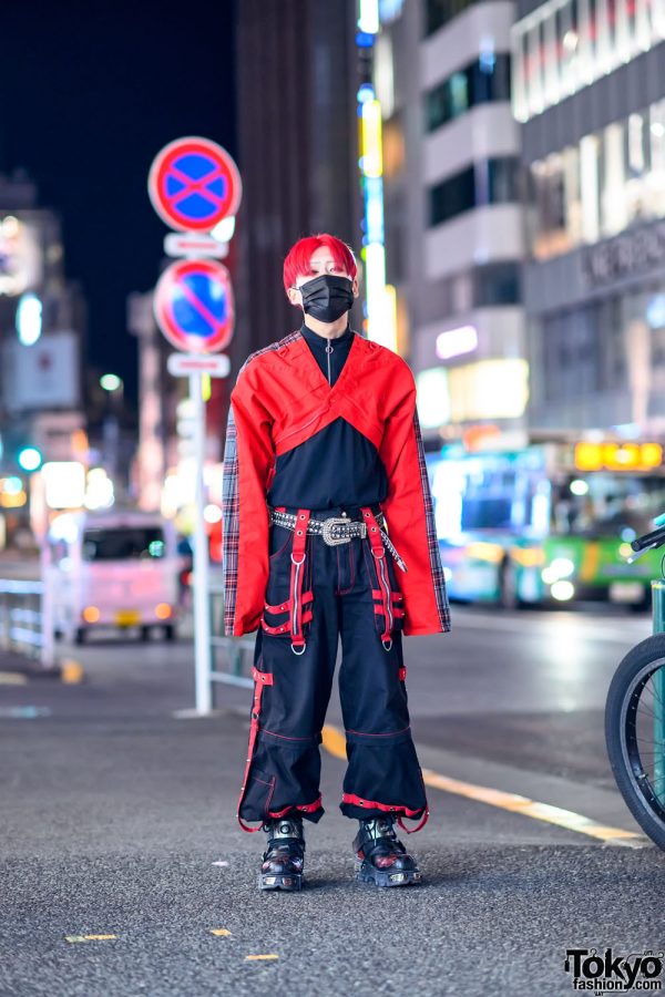 Dog Harajuku Cropped Jacket Street Style w/ Tripp NYC Pants & New Rock Metal Boots