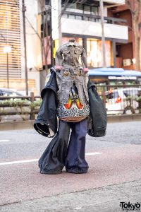 Japanese “Denim Man” Street Style w/ Handmade Jeans Outfit & Denim Mask ...